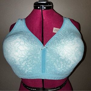 Cacique Light Blue Lace leather fully lined no wire 46DDD 46F